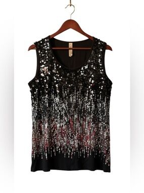 Penningtons Sequin Top Brown Black Silver Plus Size 2X